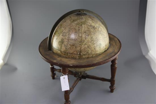 A Carys new celestial 12inch table top model globe, dated 1810, overall height 17in.